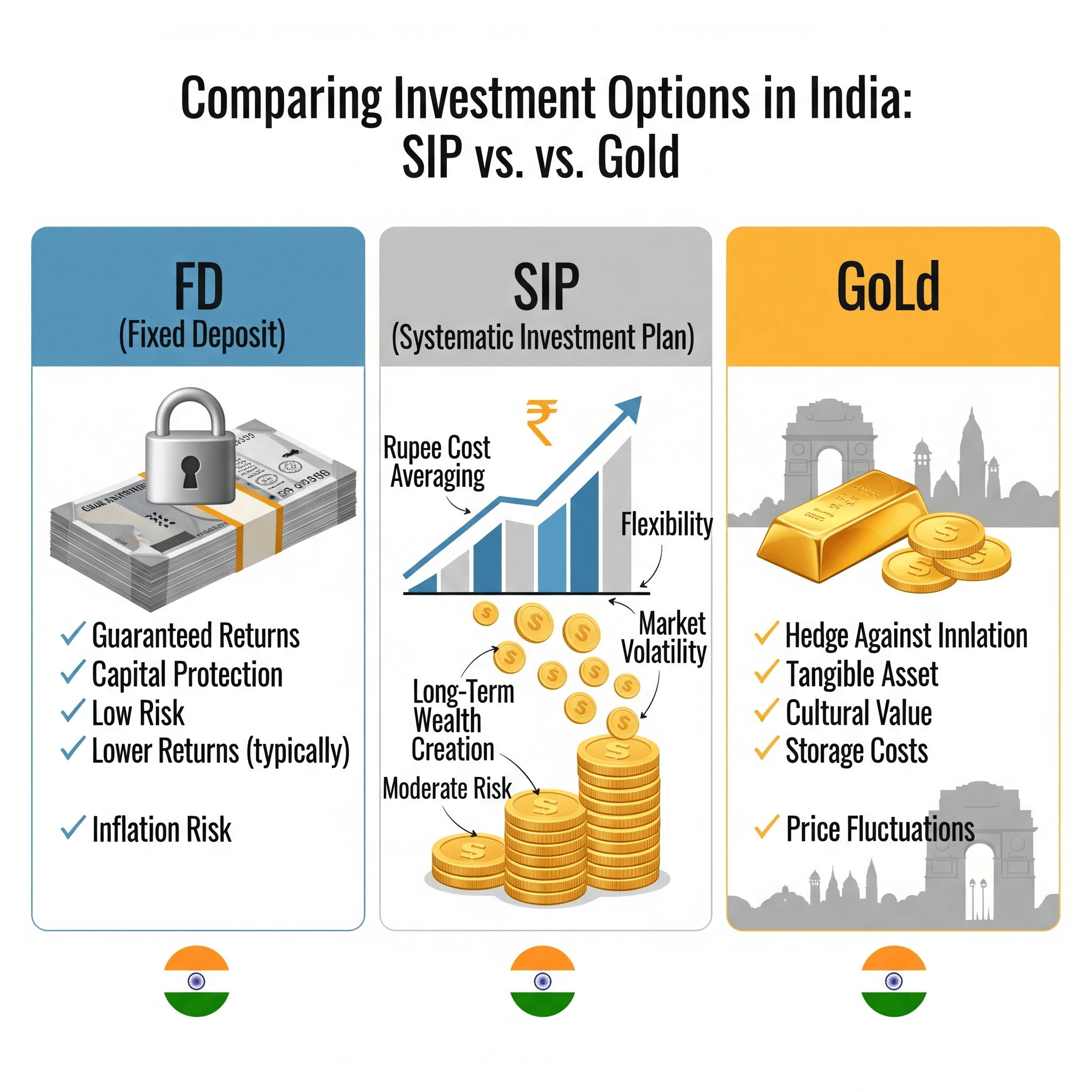 SIP vs FD vs Gold 2025